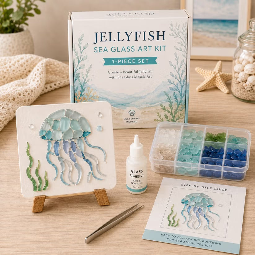 🐋🌊 DIY Sea Glass Mosaic Art Kit – Create Beautiful Ocean-Inspired Artwork with Colorful Glass Pieces