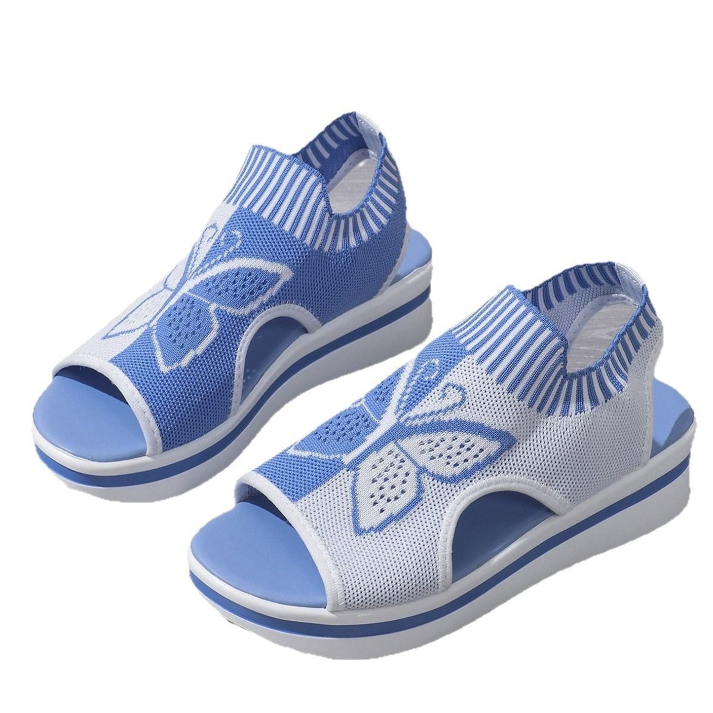 Norvail Woven Butterfly Cutout Toe Sandals ,Casual Breathable Butterfly Slip On Platform Sneaker Sandals, Thick Sole Peep Toe Summer Walking Casual Beach Sandals, Vacation Shoes for Women Summer