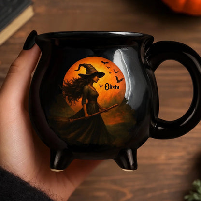 Custom Witch Cauldron Coffee Mug - Personalized Halloween Witchy Gifts For Besties, Sisters, BFF, Family, Yourself - Witching You A Wicked Brew