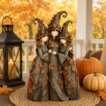 🍂Vintage Autumn Witch Sisters Sculpture