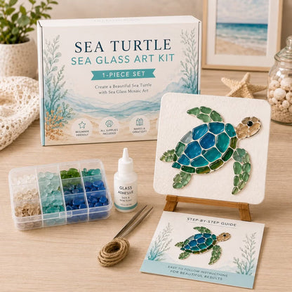 🐋🌊 DIY Sea Glass Mosaic Art Kit – Create Beautiful Ocean-Inspired Artwork with Colorful Glass Pieces