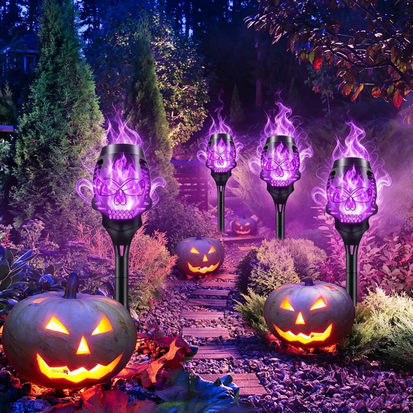🔥Halloween Early Bird🔥Halloween Solar Skull Flame Lights💀