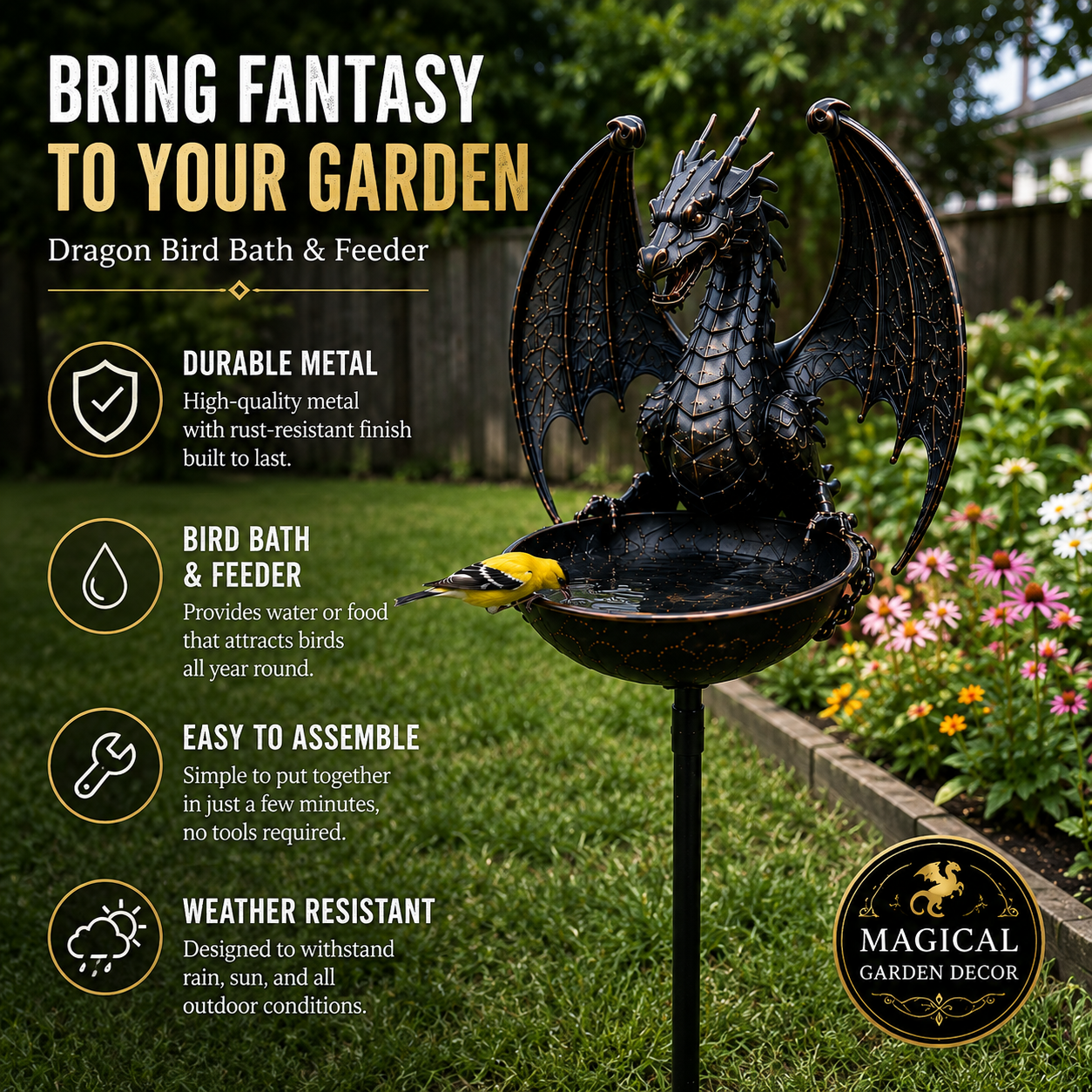 Dragon Bird Bath & Feeder