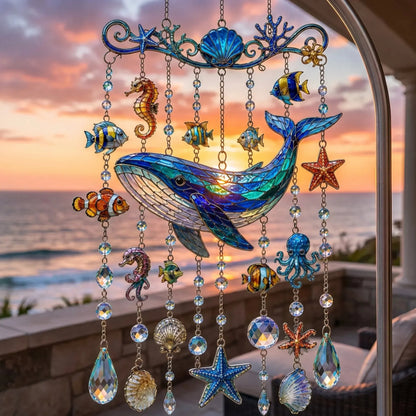 🐋 Ocean-Themed Crystal Wind Chime – Bring the Ocean Glow to Your Garden (📦Buy 2 Free Shipping)