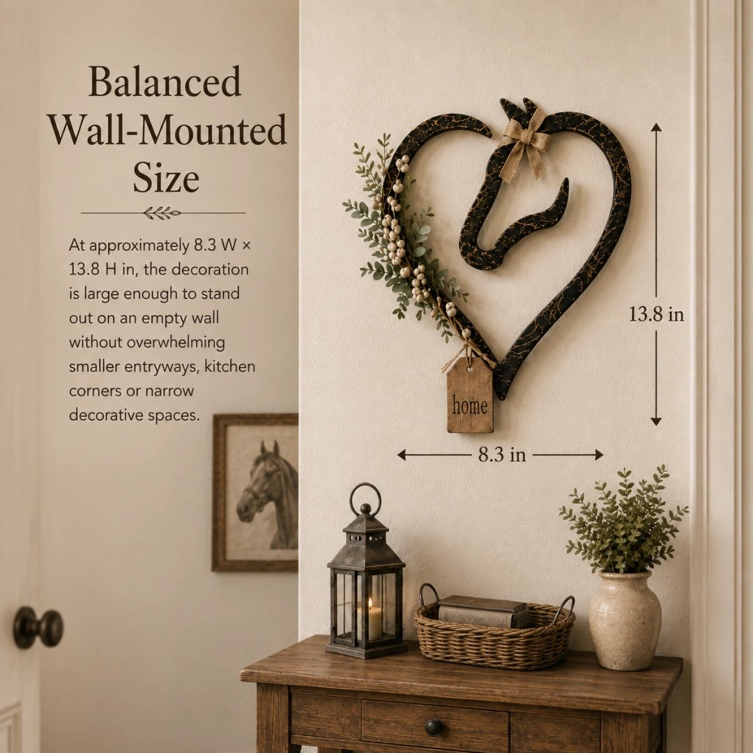 🐎🏠Horse Lover’s Heart Wall Decor – Rustic Equestrian Accent with Greenery