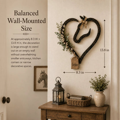 🐎🏠Horse Lover’s Heart Wall Decor – Rustic Equestrian Accent with Greenery