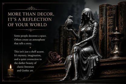 🖤 Gothic Raven Shelf Sitter Statue – A Symbol of Mystery, Wisdom & Dark Elegance