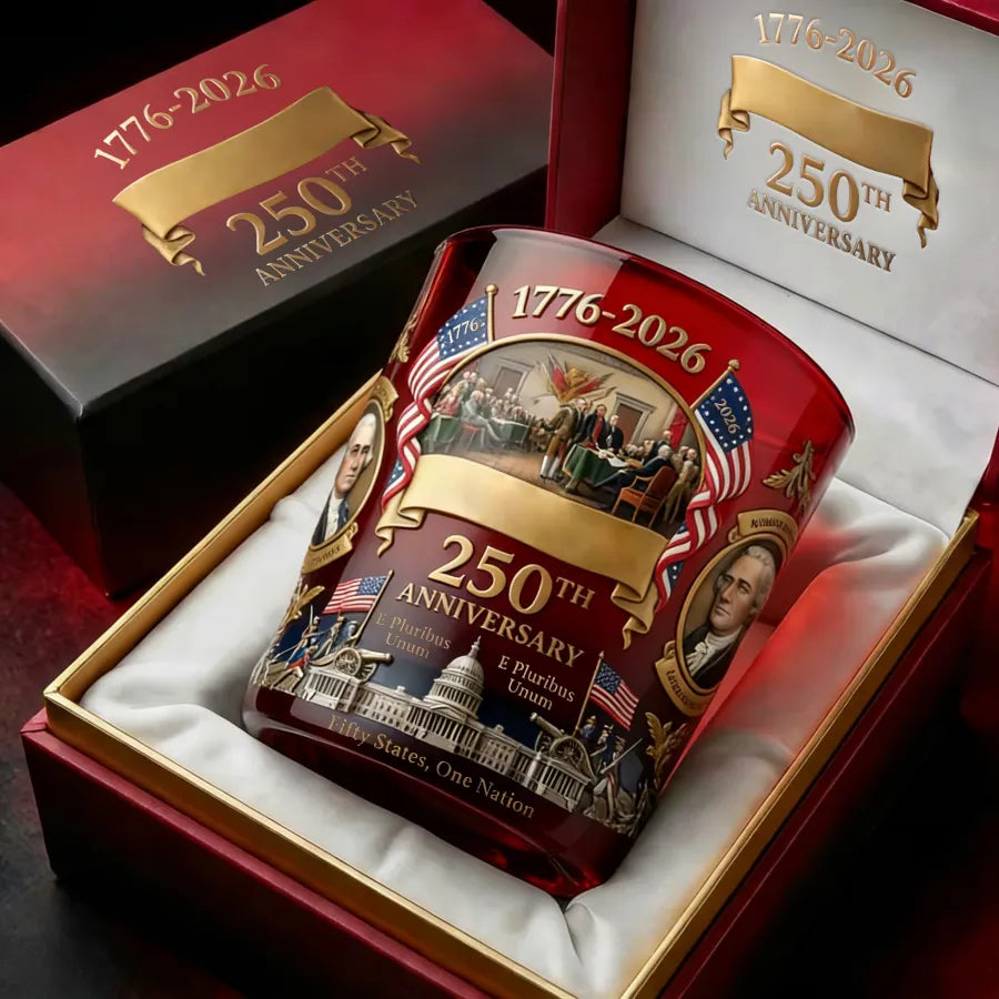 🥃 America 250th Anniversary Heritage Whiskey Glass (1776–2026)