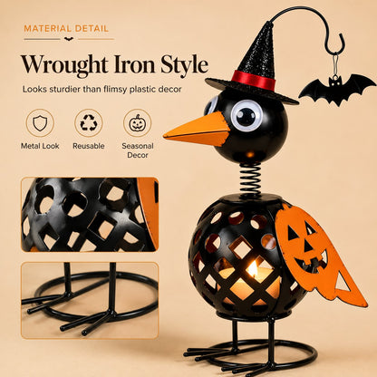 Wrought Iron Crow and Pumpkin Ornament🐦🎃