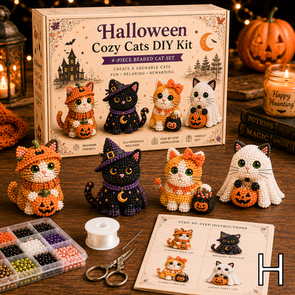 3D Beaded Cat DIY Kit – Adorable 4-Piece Handmade Cat Craft Set