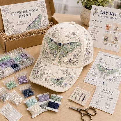 🐦🌸 Premium Hummingbird Garden Beaded Hat DIY Kit | DIY Handmade Floral Cap Decor 🌿🪡✨