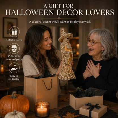 🎃Glowing Skull Witch Halloween Statue | Cozy Spooky Indoor Decor