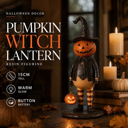 🎃 Pumpkin Witch Lantern Halloween Statue
