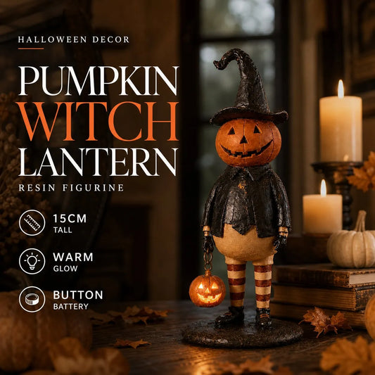 🎃 Pumpkin Witch Lantern Halloween Statue