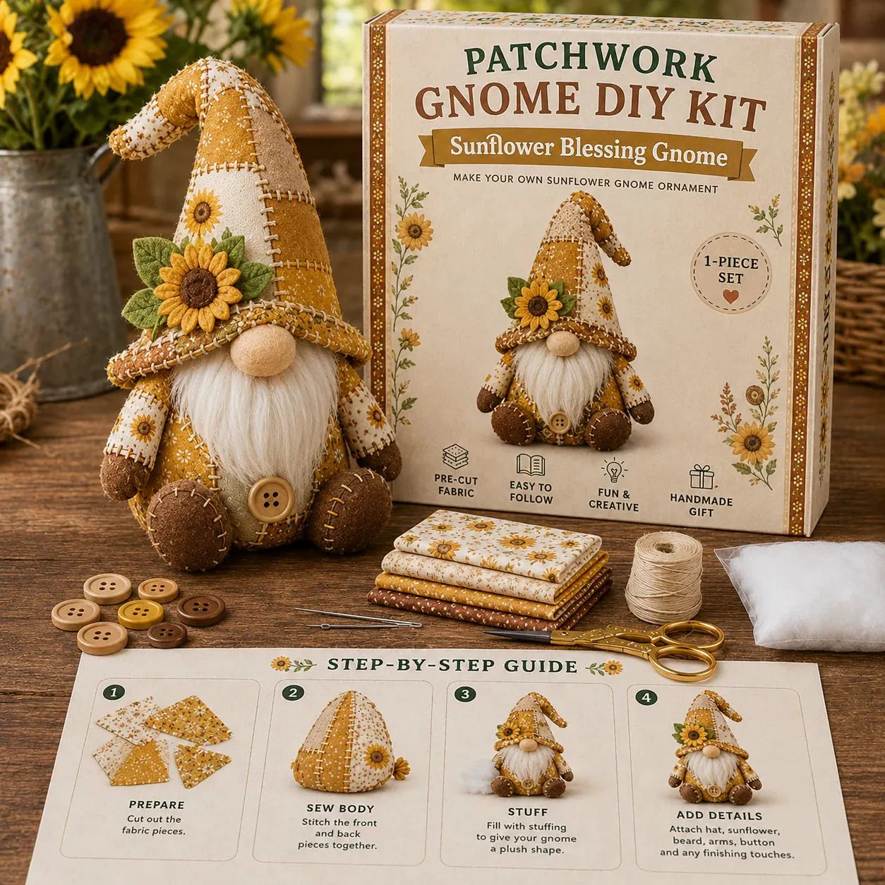 🧵DIY Patchwork Gnome Kit – Create Your Own Adorable Gnome 🧙‍♂️