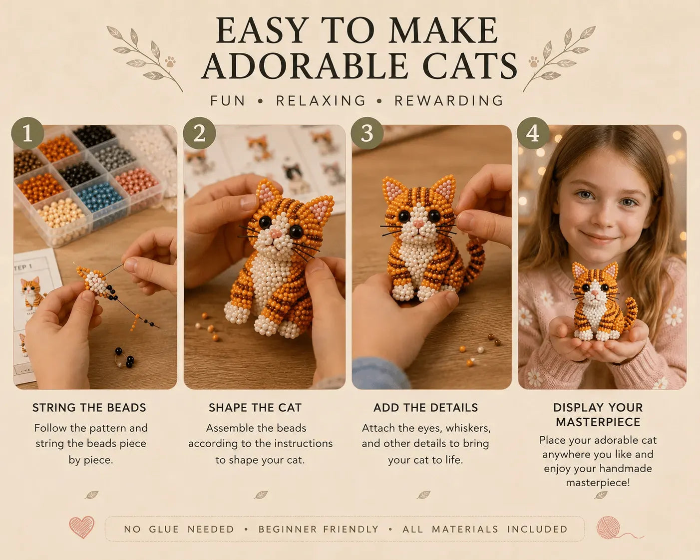 🐱 Create 4 Adorable Beaded Cats Yourself