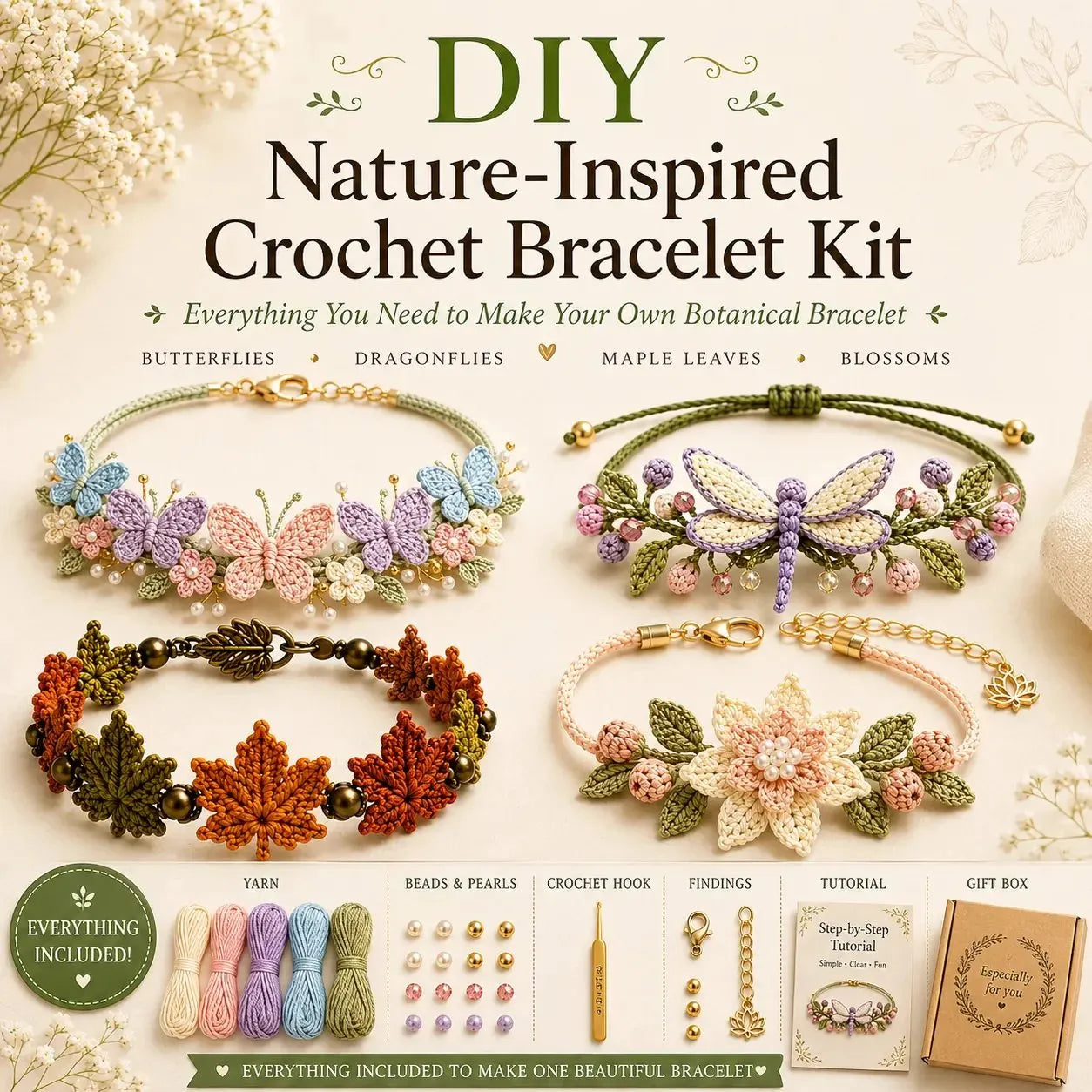 DIY Nature-Inspired Crochet Bracelet Kit