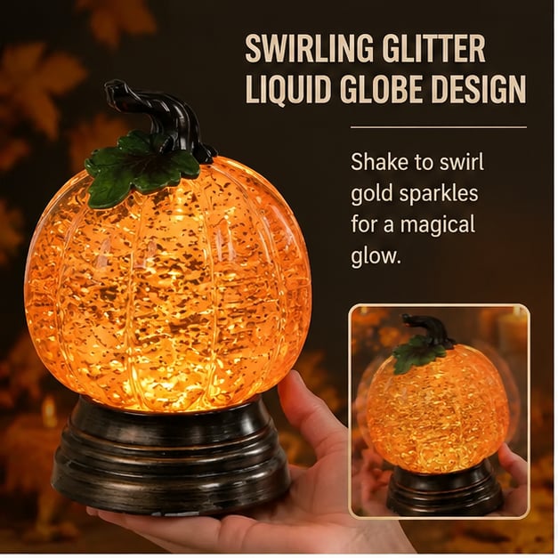 🔥Last Day 49% OFF - 🎃🍂Glitter Lighted Pumpkin Snow Globe