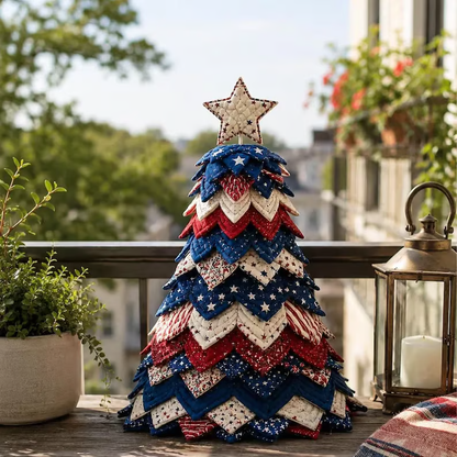 🎄Americana Christmas Tree Quilt Kit – Easy Layered Fabric Holiday Décor for Quilting Lovers