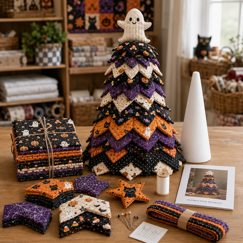 🎄Americana Christmas Tree Quilt Kit – Easy Layered Fabric Holiday Décor for Quilting Lovers