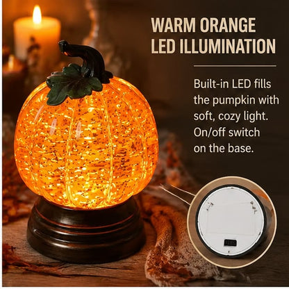 🔥Last Day 49% OFF - 🎃🍂Glitter Lighted Pumpkin Snow Globe