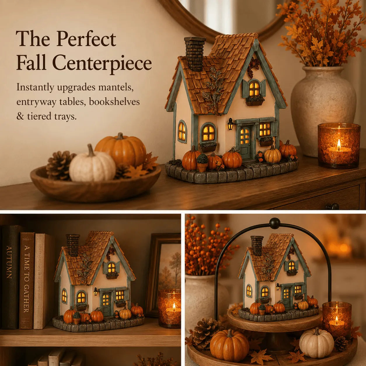 🔥Exclusive Limited Item🍂Vintage Light Up Pumpkin Cottage Halloween Ornament