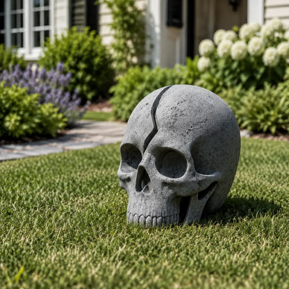 💀 Cracked Skull Solar Garden Light