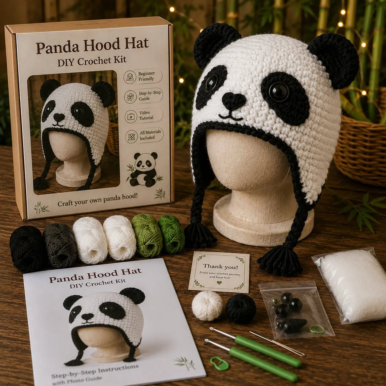 🧵Fantasy Hood Hat DIY Crochet Kit – Create Your Own Magical Wearable Character Hat