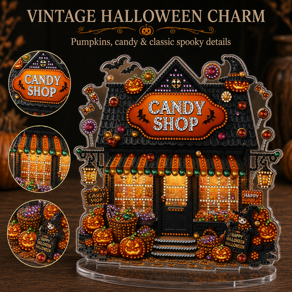 Vintage Halloween candy shop gem details