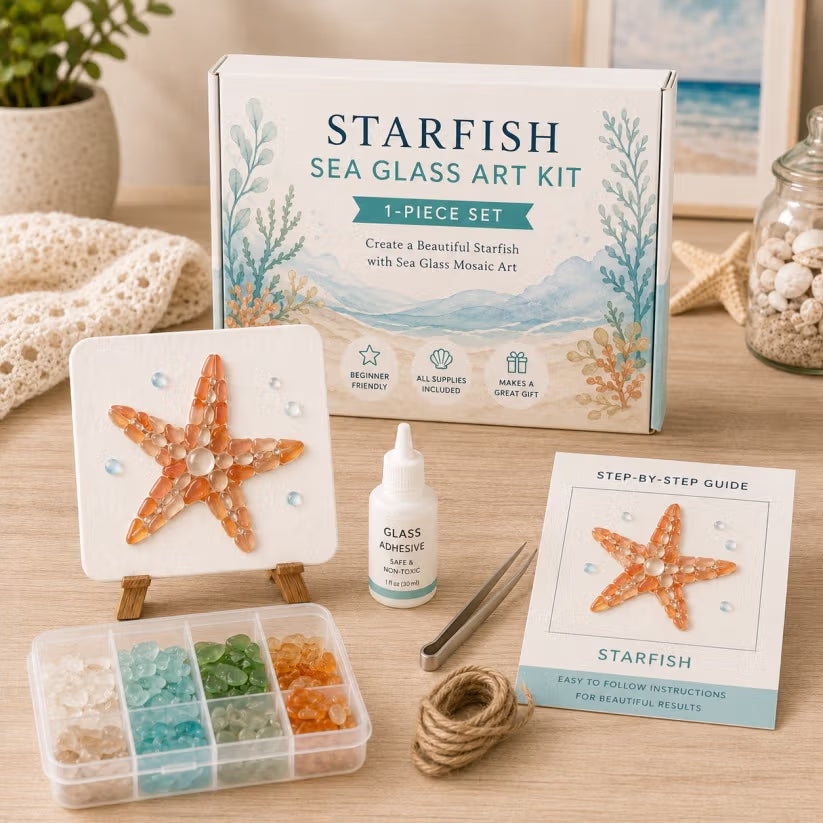 🐋🌊 DIY Sea Glass Mosaic Art Kit – Create Beautiful Ocean-Inspired Artwork with Colorful Glass Pieces