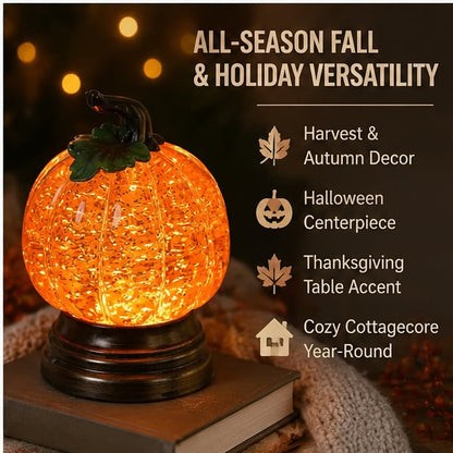 🔥Last Day 49% OFF - 🎃🍂Glitter Lighted Pumpkin Snow Globe