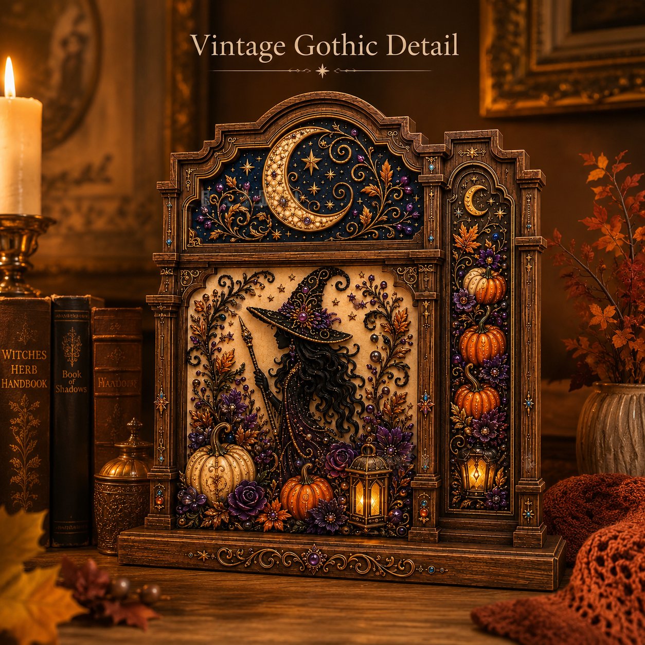 ✨ Mystical Moonlit Witch Tabletop Decor