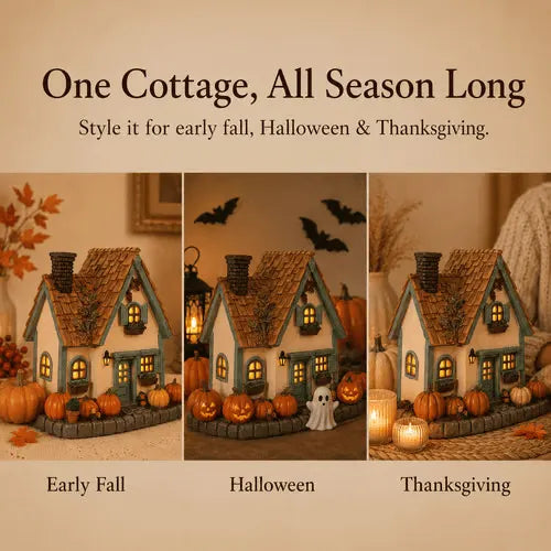 🔥Exclusive Limited Item🍂Vintage Light Up Pumpkin Cottage Halloween Ornament