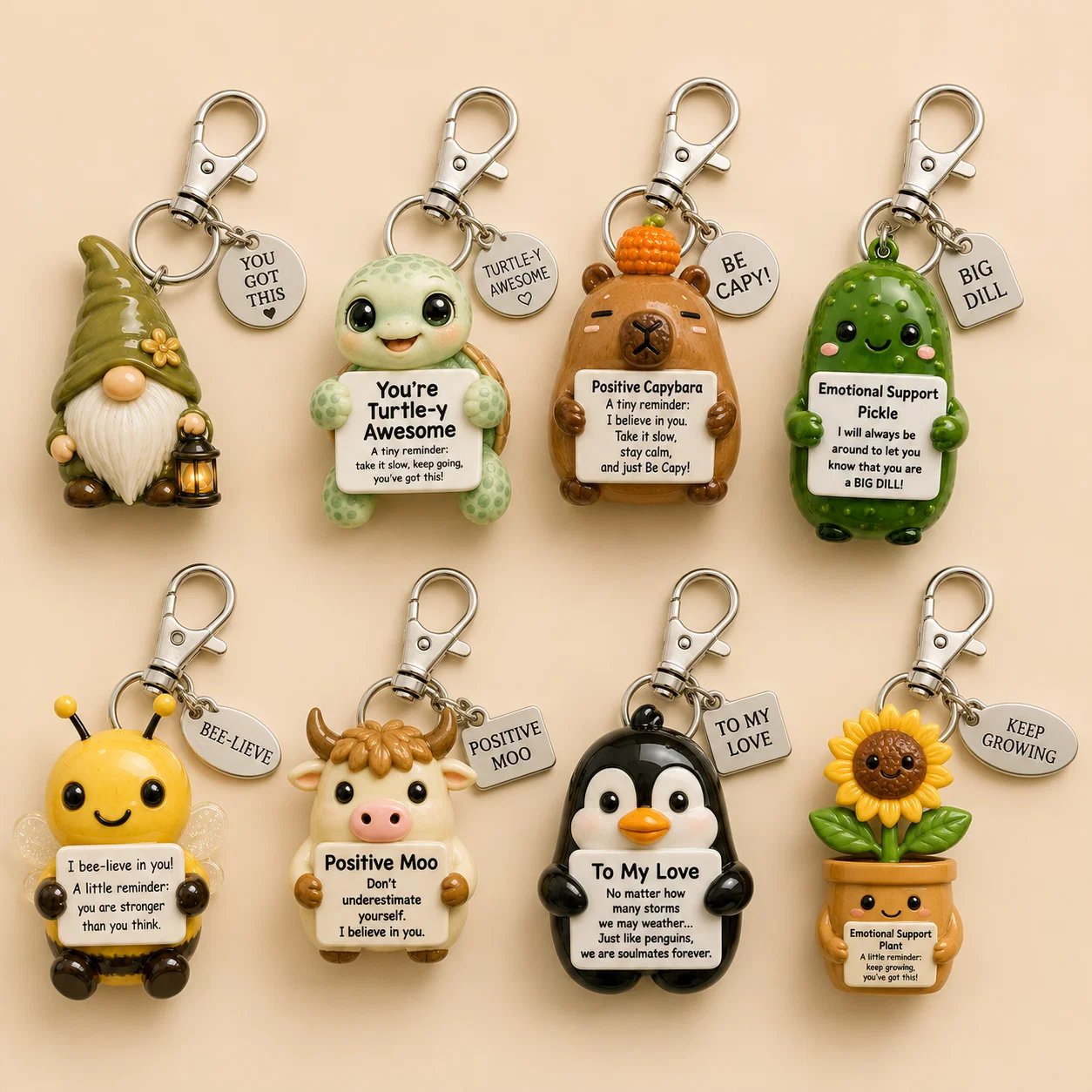 💖 Positive Reminder Keychains – Small Words, Big Comfort