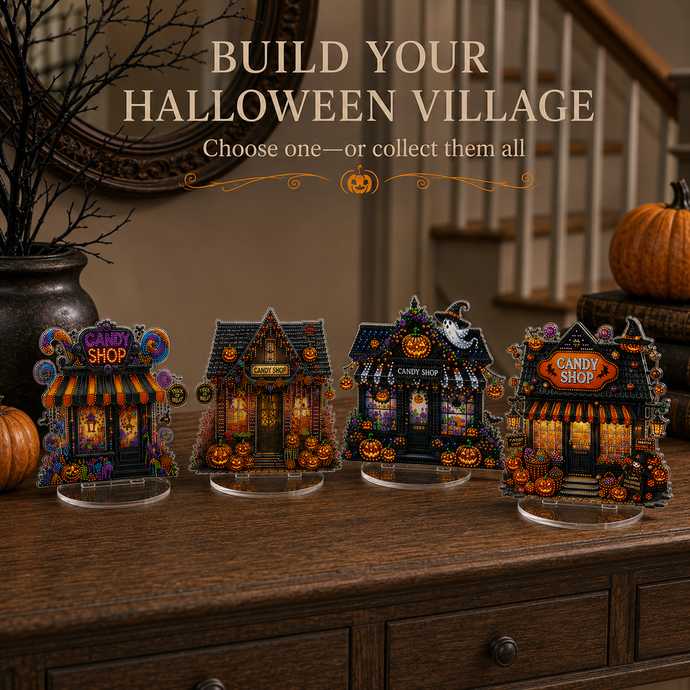Halloween candy shop village