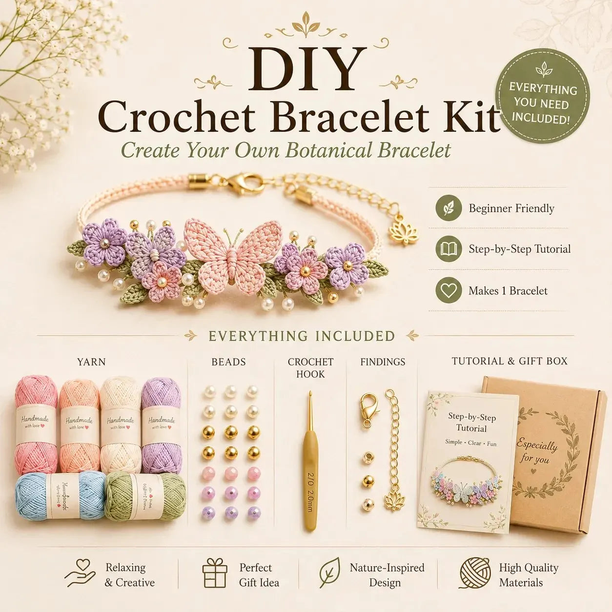 DIY Nature-Inspired Crochet Bracelet Kit