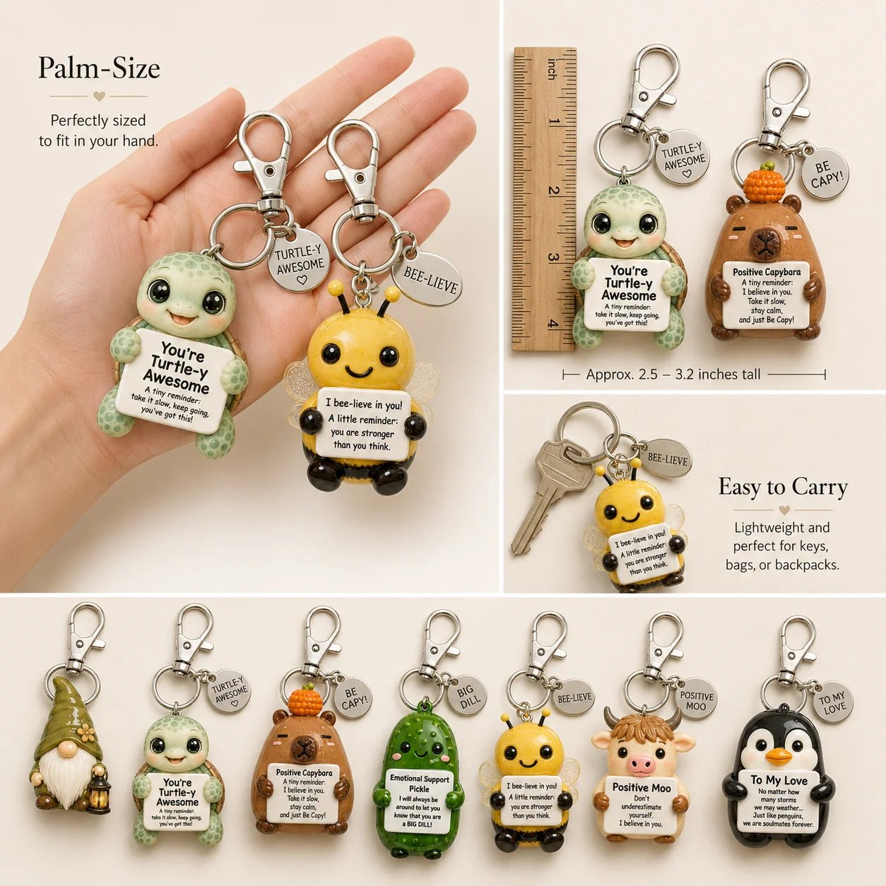 💖 Positive Reminder Keychains – Small Words, Big Comfort