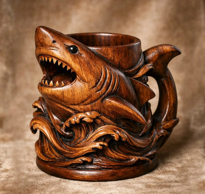 🐯 3D Carved Animal Wooden Texture Beer Mug | Vintage Resin Sculpted Wildlife Drinking Cup