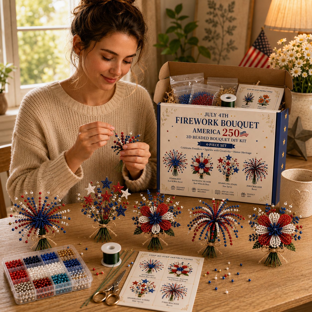 America 250 Beaded Bouquet DIY Kit