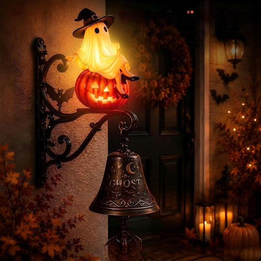 Vintage Ghost Bell Halloween Decor – Daytime Retro Elegance & Night Glowing Magic Ornament