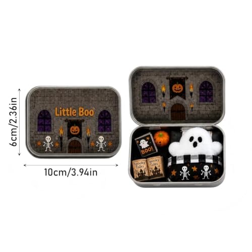 Halloween Mini Ghost Tin Box Set - Cute Spooky Halloween Travel Figurine