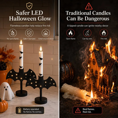 🎃🦇 Flameless Bat Candle Holders for a Safer Halloween Glow