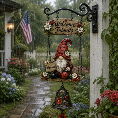 🔥Limited time 50% OFF – Rustic Garden Gnome Bell Outdoor Decor 🐞🌼