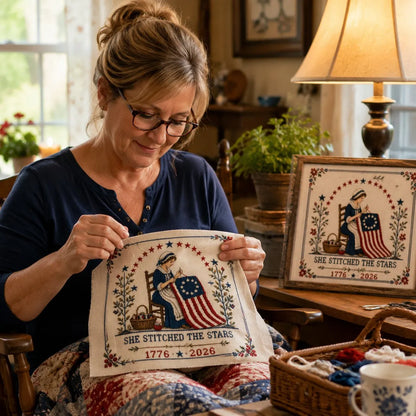 🔥us 250th Anniversary 49% OFF - 🪡 She Stitched The Stars Commemorative Cross Stitch Kit