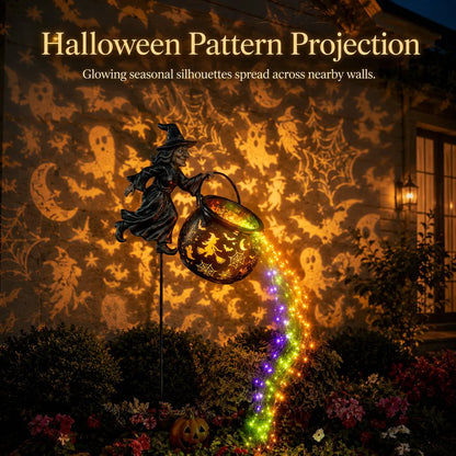 Halloween Witch Cauldron Garden Light