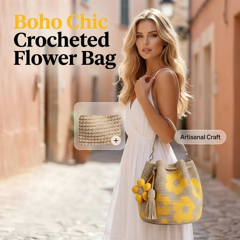 🧵Handmade Crochet Flower Tote – A Little Bag Made With Love
