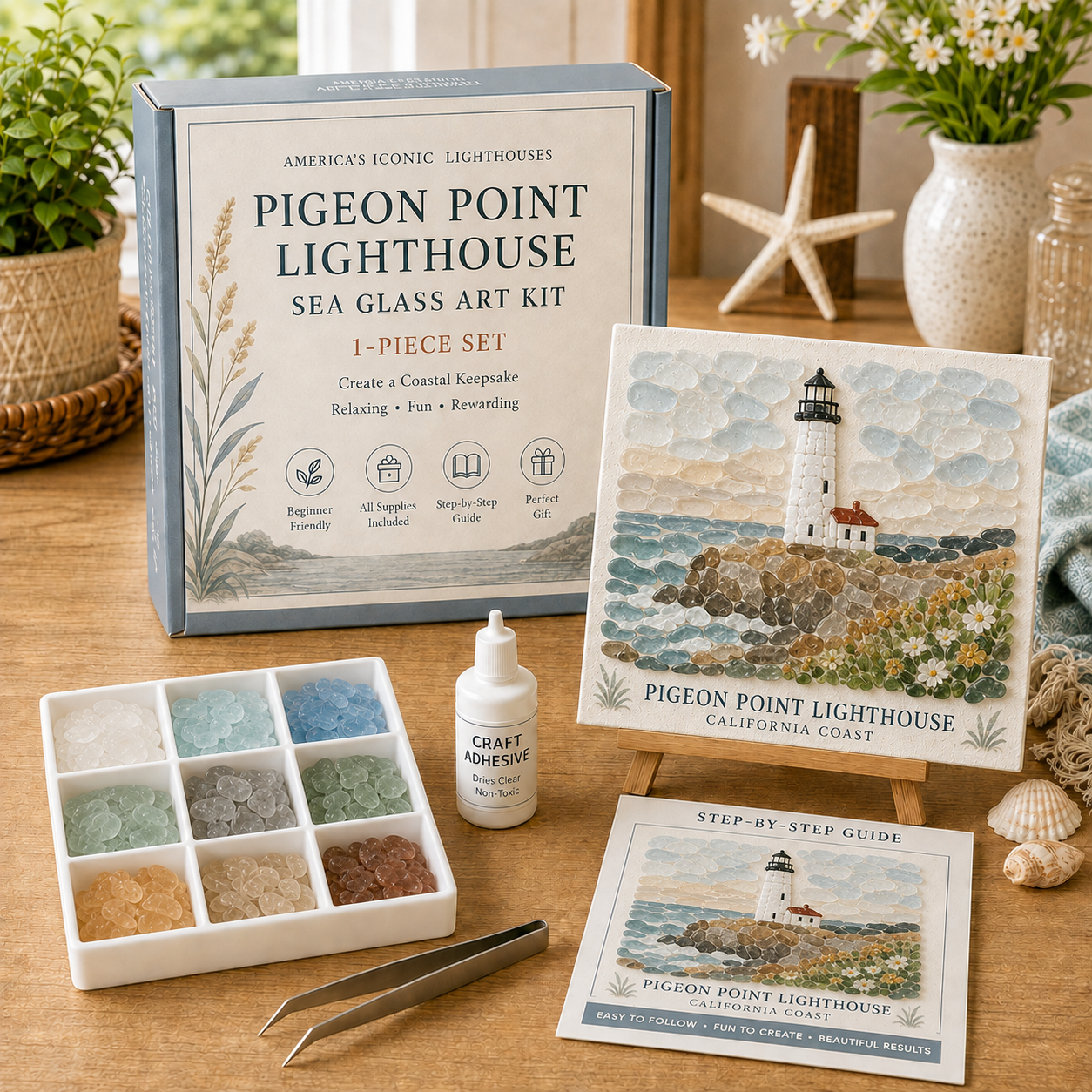 🌊 America’s Iconic Lighthouses Sea Glass Art Kit