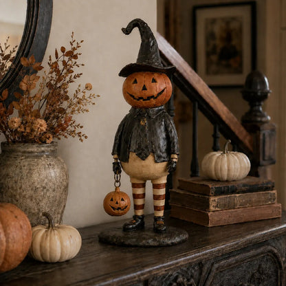 🎃✨Pumpkin Witch Lantern Figurine – Spooky Whimsy Halloween Home Decor