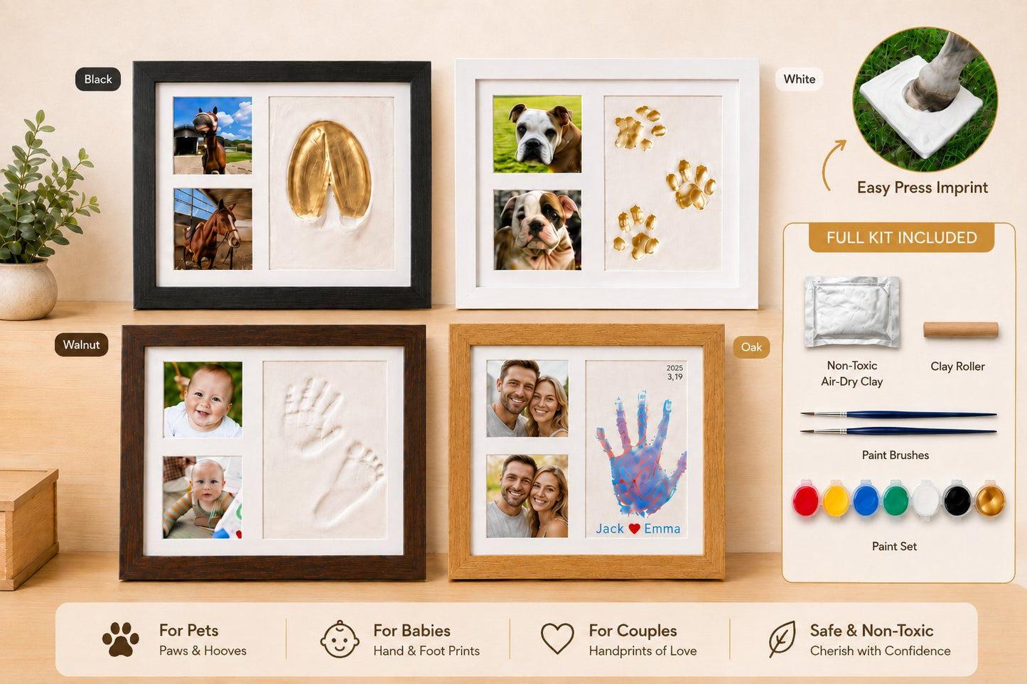 🐴 Horse Hoofprint & Family Keepsake Clay Kit – For Paws, Hands & Footprints 🖼️