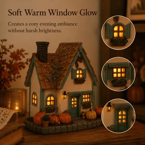 🔥Exclusive Limited Item🍂Vintage Light Up Pumpkin Cottage Halloween Ornament